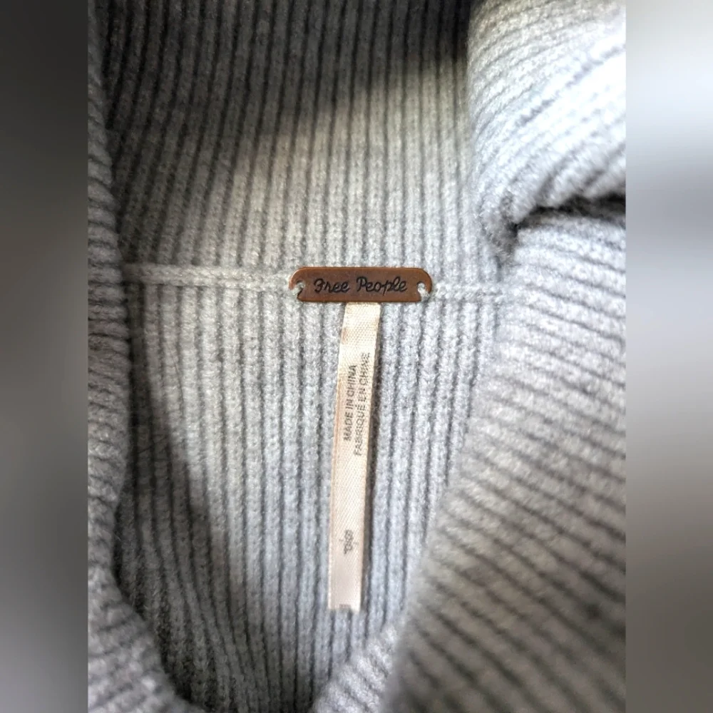 Free People Oversized Grey Neutral Turtleneck Sweater